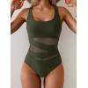 imageB2prity Womens Mesh One Piece Swimsuit Tummy Control Sexy Bathing Suit Push Up Swim Suit Slimming SwimwearArmy Green