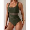 imageB2prity Womens Mesh One Piece Swimsuit Tummy Control Sexy Bathing Suit Push Up Swim Suit Slimming SwimwearArmy Green