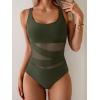 imageB2prity Womens Mesh One Piece Swimsuit Tummy Control Sexy Bathing Suit Push Up Swim Suit Slimming SwimwearArmy Green