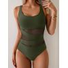 imageB2prity Womens Mesh One Piece Swimsuit Tummy Control Sexy Bathing Suit Push Up Swim Suit Slimming SwimwearArmy Green Black