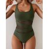 imageB2prity Womens Mesh One Piece Swimsuit Tummy Control Sexy Bathing Suit Push Up Swim Suit Slimming SwimwearArmy Green Black