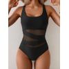 imageB2prity Womens Mesh One Piece Swimsuit Tummy Control Sexy Bathing Suit Push Up Swim Suit Slimming SwimwearBlack