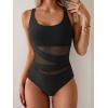 imageB2prity Womens Mesh One Piece Swimsuit Tummy Control Sexy Bathing Suit Push Up Swim Suit Slimming SwimwearBlack