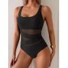 imageB2prity Womens Mesh One Piece Swimsuit Tummy Control Sexy Bathing Suit Push Up Swim Suit Slimming SwimwearBlack
