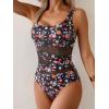 imageB2prity Womens Mesh One Piece Swimsuit Tummy Control Sexy Bathing Suit Push Up Swim Suit Slimming SwimwearBlack Pink Floral