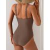 imageB2prity Womens Mesh One Piece Swimsuit Tummy Control Sexy Bathing Suit Push Up Swim Suit Slimming SwimwearBrown
