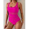 imageB2prity Womens Mesh One Piece Swimsuit Tummy Control Sexy Bathing Suit Push Up Swim Suit Slimming SwimwearHot Pink