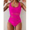 imageB2prity Womens Mesh One Piece Swimsuit Tummy Control Sexy Bathing Suit Push Up Swim Suit Slimming SwimwearHot Pink