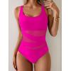 imageB2prity Womens Mesh One Piece Swimsuit Tummy Control Sexy Bathing Suit Push Up Swim Suit Slimming SwimwearHot Pink