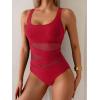 imageB2prity Womens Mesh One Piece Swimsuit Tummy Control Sexy Bathing Suit Push Up Swim Suit Slimming SwimwearRed
