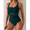 imageB2prity Womens Mesh One Piece Swimsuit Tummy Control Sexy Bathing Suit Push Up Swim Suit Slimming SwimwearTeal Green