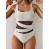 imageB2prity Womens Mesh One Piece Swimsuit Tummy Control Sexy Bathing Suit Push Up Swim Suit Slimming SwimwearWhite and Black
