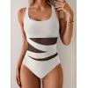 imageB2prity Womens Mesh One Piece Swimsuit Tummy Control Sexy Bathing Suit Push Up Swim Suit Slimming SwimwearWhite and Black