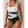 imageB2prity Womens Mesh One Piece Swimsuit Tummy Control Sexy Bathing Suit Push Up Swim Suit Slimming SwimwearWhite black