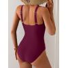 imageB2prity Womens Mesh One Piece Swimsuit Tummy Control Sexy Bathing Suit Push Up Swim Suit Slimming SwimwearWine Red