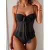 imageB2prity Womens Mesh Tankini Swimsuits Flowy Two Piece Bathing Suit V Neck Tie Knot Swim Top with High Waisted BottomBlack