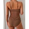 imageB2prity Womens Mesh Tankini Swimsuits Flowy Two Piece Bathing Suit V Neck Tie Knot Swim Top with High Waisted BottomBrown