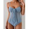 imageB2prity Womens Mesh Tankini Swimsuits Flowy Two Piece Bathing Suit V Neck Tie Knot Swim Top with High Waisted BottomGrey Blue