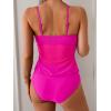 imageB2prity Womens Mesh Tankini Swimsuits Flowy Two Piece Bathing Suit V Neck Tie Knot Swim Top with High Waisted BottomHot Pink