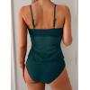 imageB2prity Womens Mesh Tankini Swimsuits Flowy Two Piece Bathing Suit V Neck Tie Knot Swim Top with High Waisted BottomPeacock Green