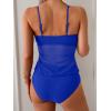 imageB2prity Womens Mesh Tankini Swimsuits Flowy Two Piece Bathing Suit V Neck Tie Knot Swim Top with High Waisted BottomRoyal Blue