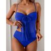 imageB2prity Womens Mesh Tankini Swimsuits Flowy Two Piece Bathing Suit V Neck Tie Knot Swim Top with High Waisted BottomRoyal Blue