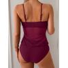 imageB2prity Womens Mesh Tankini Swimsuits Flowy Two Piece Bathing Suit V Neck Tie Knot Swim Top with High Waisted BottomWine Red