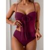 imageB2prity Womens Mesh Tankini Swimsuits Flowy Two Piece Bathing Suit V Neck Tie Knot Swim Top with High Waisted BottomWine Red