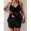 imageB2prity Womens Mesh Tankini Swimsuits Tummy Control Flowy Two Piece Bathing Suits V Neck Wrap Swim Top with ShortsBlack