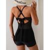 imageB2prity Womens Mesh Tankini Swimsuits Tummy Control Flowy Two Piece Bathing Suits V Neck Wrap Swim Top with ShortsBlack