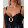 imageB2prity Womens Mesh Tankini Swimsuits Tummy Control Two Piece Bathing Suits Tie Back Flowy Swimwear with High Waisted BottomBlack Blue Print