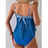 imageB2prity Womens Mesh Tankini Swimsuits Tummy Control Two Piece Bathing Suits Tie Back Flowy Swimwear with High Waisted BottomBlue White Print