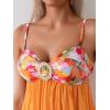 imageB2prity Womens Mesh Tankini Swimsuits Tummy Control Two Piece Bathing Suits Tie Back Flowy Swimwear with High Waisted BottomOrange Print