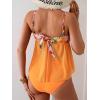 imageB2prity Womens Mesh Tankini Swimsuits Tummy Control Two Piece Bathing Suits Tie Back Flowy Swimwear with High Waisted BottomOrange Print