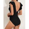 imageB2prity Womens One Piece Swimsuit Ruffle Slimming Tummy Control Bathing Suit Criss Cross High Waist 1 Piece SwimwearGold
