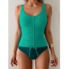 imageB2prity Womens One Piece Swimsuit Tummy Control Ruched Bathing Suit Slimming Color Block SwimwearGreen dark Green