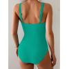 imageB2prity Womens One Piece Swimsuit Tummy Control Ruched Bathing Suit Slimming Color Block SwimwearGreen dark Green