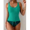 imageB2prity Womens One Piece Swimsuit Tummy Control Ruched Bathing Suit Slimming Color Block SwimwearGreen dark Green
