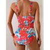 imageB2prity Womens One Piece Swimsuit Tummy Control Ruched Bathing Suit Slimming Color Block SwimwearRed Floral Print