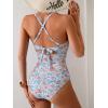 imageB2prity Womens One Piece Swimsuits Tummy Control Front Cross Bathing Suits Tie Back Slimming V Neck SwimwearPink Floral