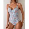imageB2prity Womens One Piece Swimsuits Tummy Control Front Cross Bathing Suits Tie Back Slimming V Neck SwimwearPink Floral