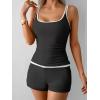 imageB2prity Womens Tankini Swimsuits Sporty Tummy Control Two Piece Bathing Suit Color Block Ruched SwimwearBlack