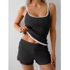 imageB2prity Womens Tankini Swimsuits Sporty Tummy Control Two Piece Bathing Suit Color Block Ruched SwimwearBlack