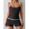 imageB2prity Womens Tankini Swimsuits Sporty Tummy Control Two Piece Bathing Suit Color Block Ruched SwimwearBlack