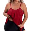 imageB2prity Women Tankini Tops Only Ruffle Swim Tops Flowy Bathing Suit Top Tummy Control Swimsuits Tops No BottomRed