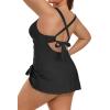 imageB2prity One Piece Swim Dress Plus Size Tummy Control Swimsuits for Women V Neck Wrap Swimdress Skirt Bathing SuitDark Black