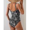 imageB2prity One Piece Swimsuit for Women Tummy Control Ruched Slimming Bathing Suit Button Full Coverage SwimwearBlack White Print