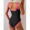 imageB2prity One Piece Swimsuit for Women Tummy Control Ruched Slimming Bathing Suit Button Full Coverage SwimwearBlack hot Pink