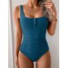 imageB2prity One Piece Swimsuit for Women Tummy Control Ruched Slimming Bathing Suit Button Full Coverage SwimwearBlue