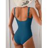 imageB2prity One Piece Swimsuit for Women Tummy Control Ruched Slimming Bathing Suit Button Full Coverage SwimwearBlue